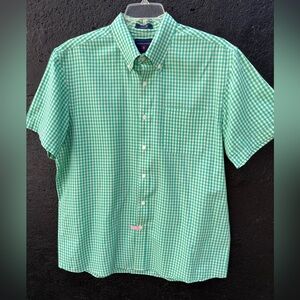 Saddlebred Green Checkered Men's  Short Sleeve Shirt Size L